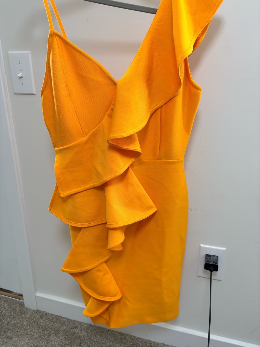 Yellow Ruffled One-Shoulder Dress - Women